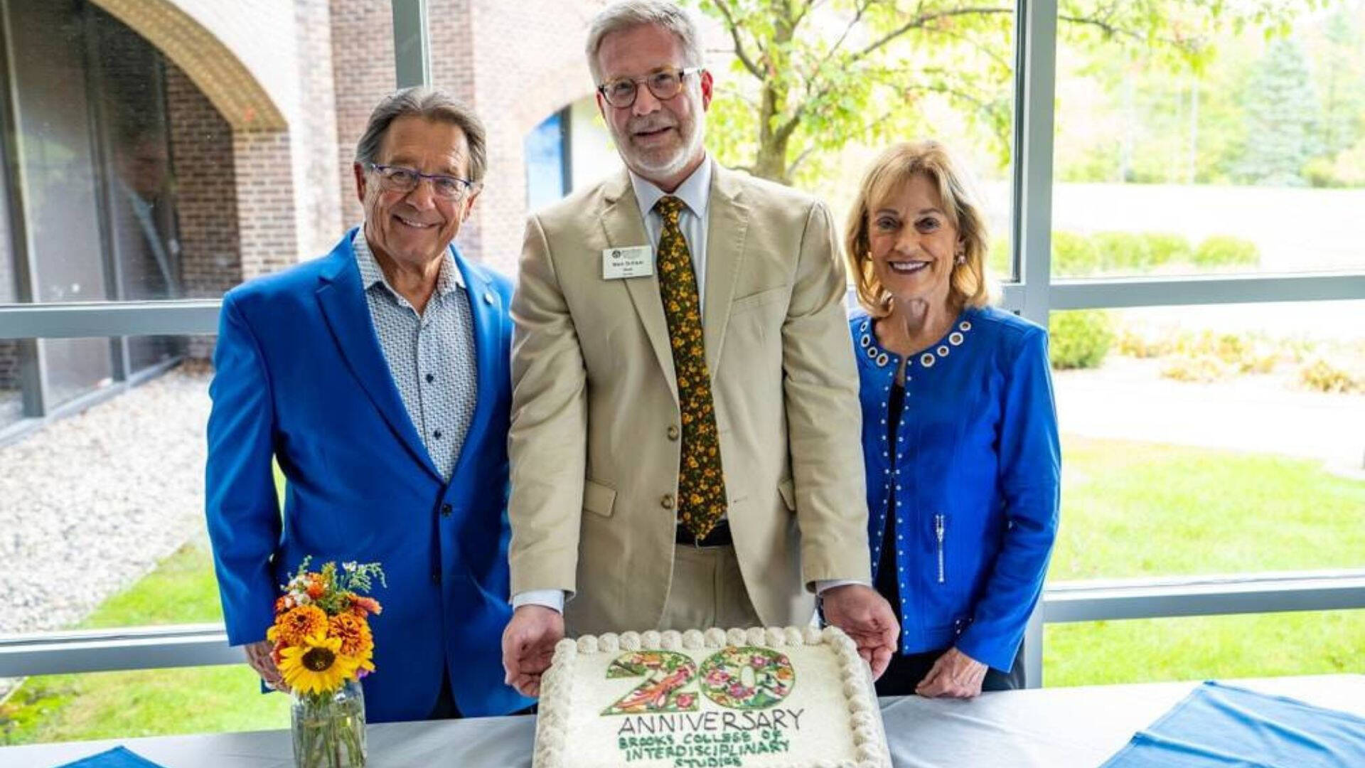 Jim and Donna Brooks with Dean Mark Schuab at the Brooks 20th Anniversary